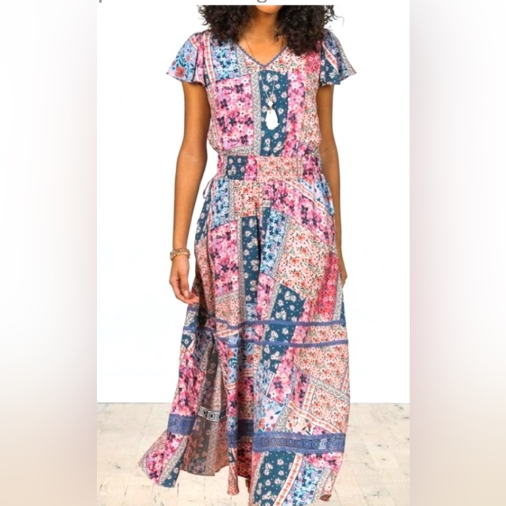 Matilda Jane Pink and Blue Patchwork Maxi Dress